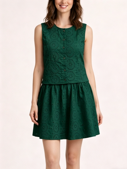 Women's Graceful Hollow-Out Sleeveless Two-Piece Dress
