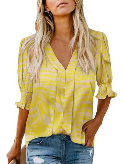 Women's Split Front V Neck Casual Shirt