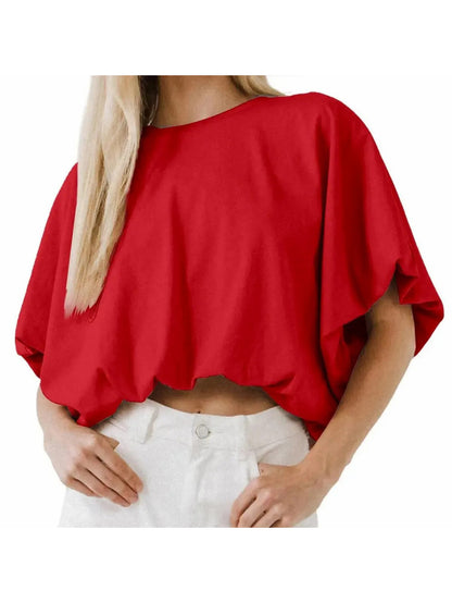 Women's Baggy Flowy Batwing Crop Blouse
