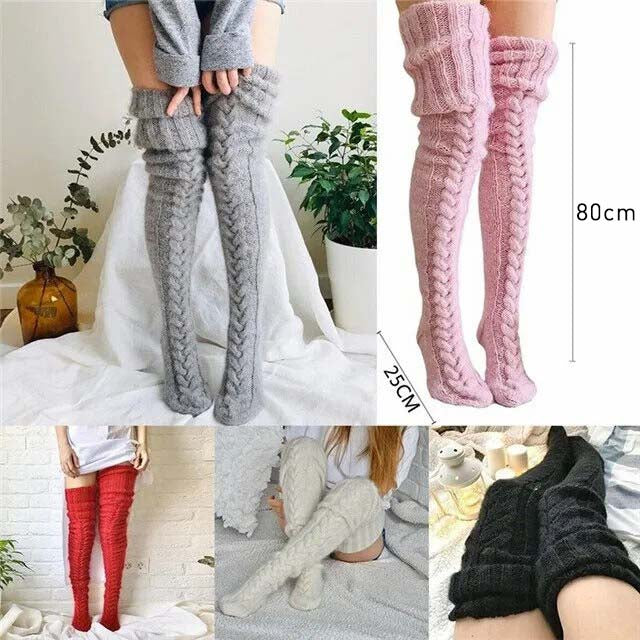 Winter Warm Over Knee Extra Long Knitted Socks