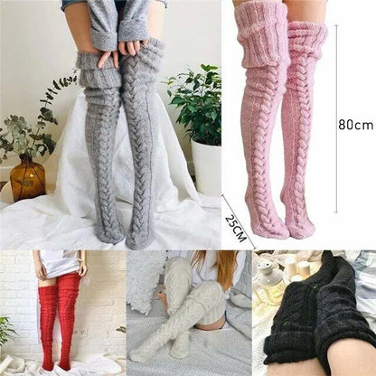 Winter Warm Over Knee Extra Long Knitted Socks
