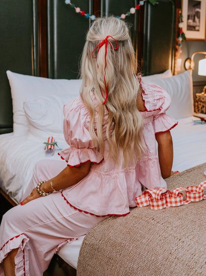 Valentine Ruffle Puff Sleeve Pajamas Set (Buy 2 Free Shipping)