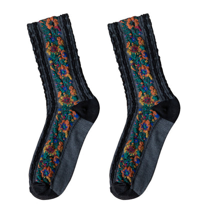 Vintage Embroidered Floral Socks