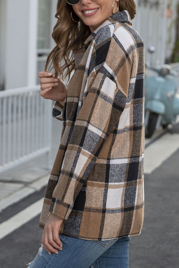 Plaid Print Button Through Shacket