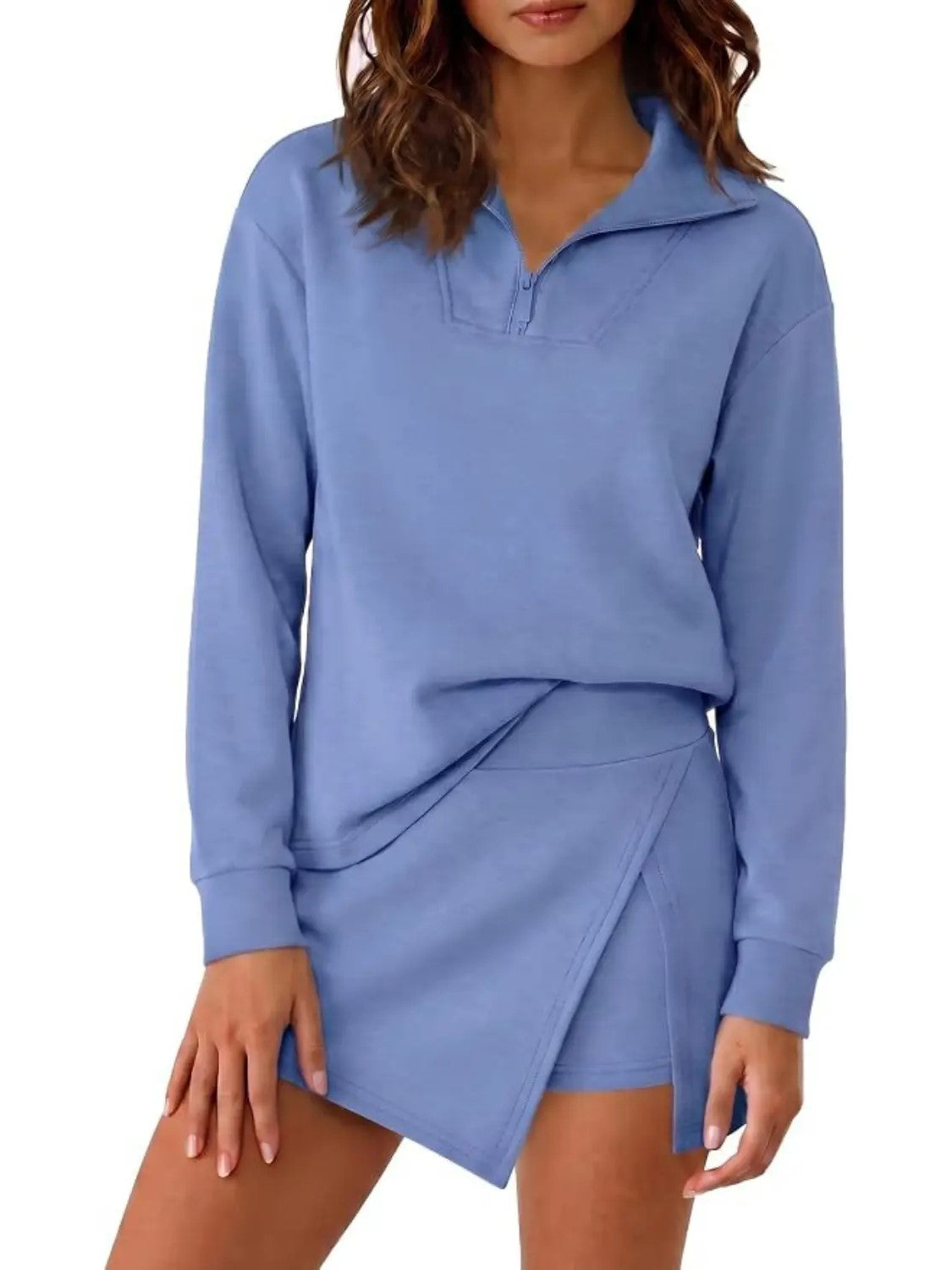 Women's Athleisure Two Piece Set with Built-in Shorts Skirt