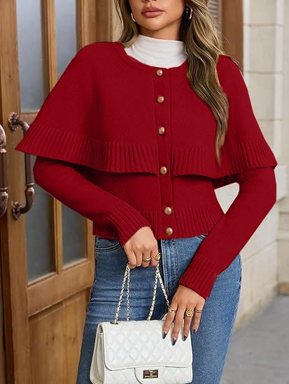 Women's  Long Sleeve Fall Knit Cape Sweaters