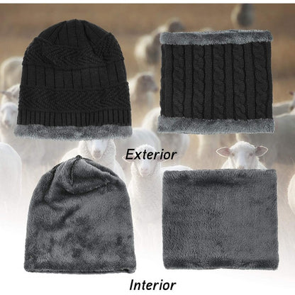 Winter Knitted Beanie Hat Scarf Set