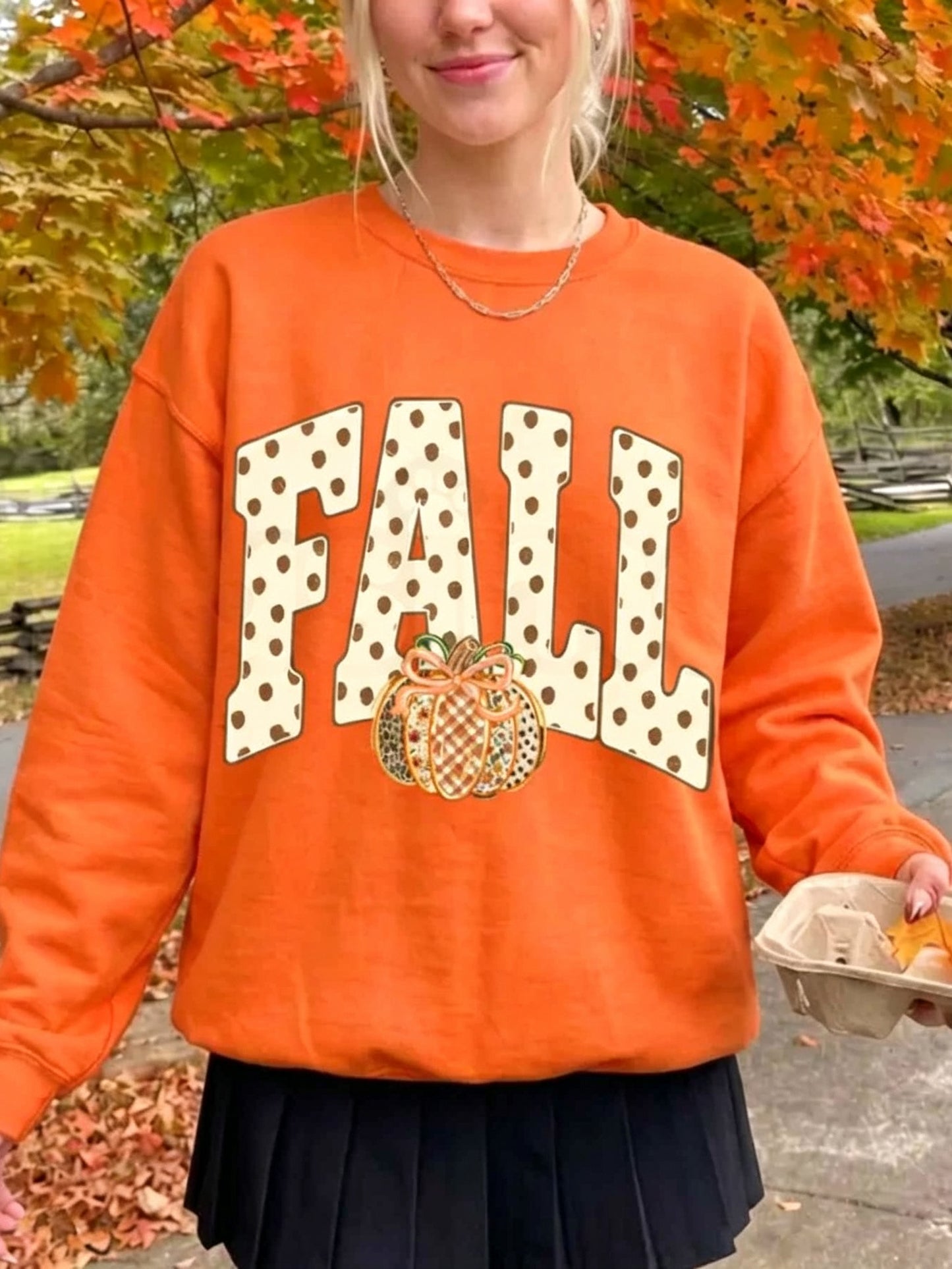 Women's Fall Pumpkin Graphic Crewneck Sweatshirt