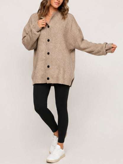 Women Oversized Button Front Knit Cardigan