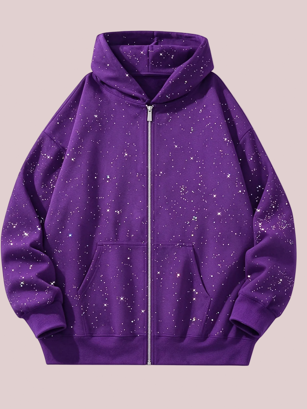 Glitter Speckled Zip Up Hooded Jacket