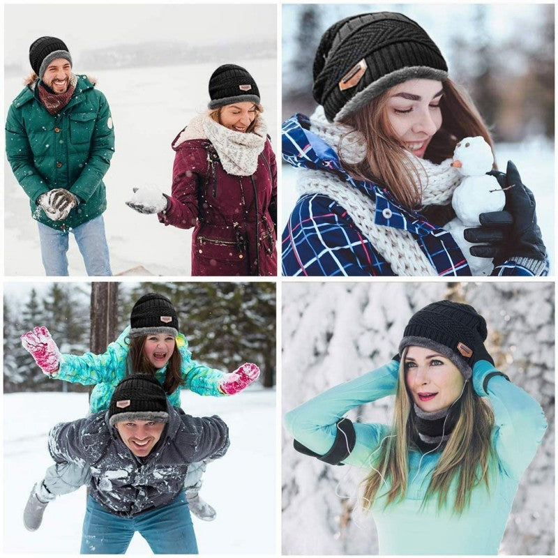 Winter Knitted Beanie Hat Scarf Set