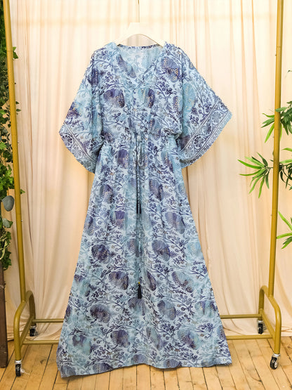 Women's Bohemian Tassel Tie Waist Maxi Dress
