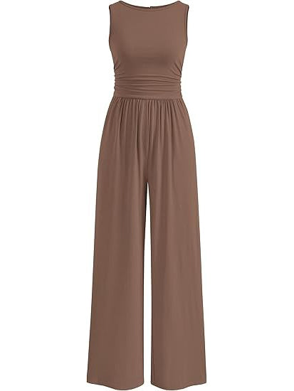 Women's Crewneck Sleeveless Casual Jumpsuit