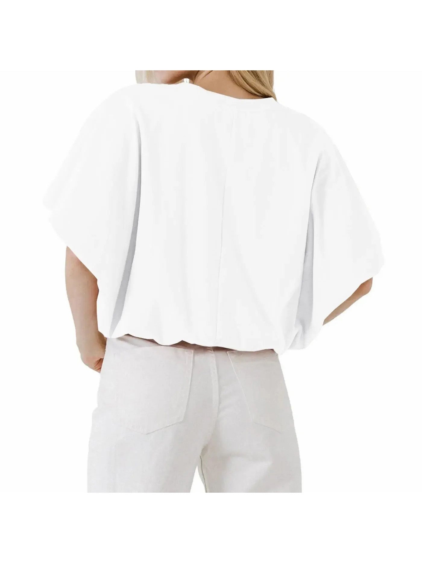 Women's Baggy Flowy Batwing Crop Blouse
