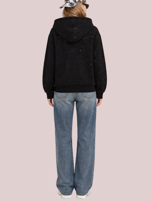 Glitter Speckled Zip Up Hooded Jacket