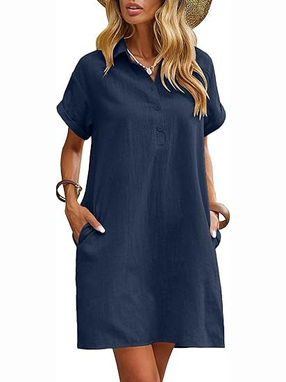 Women's Casual Summer Cotton Shirt Dress