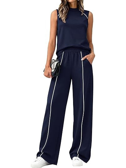 Women's Linear Contrast Trim 2 Piece Outfit
