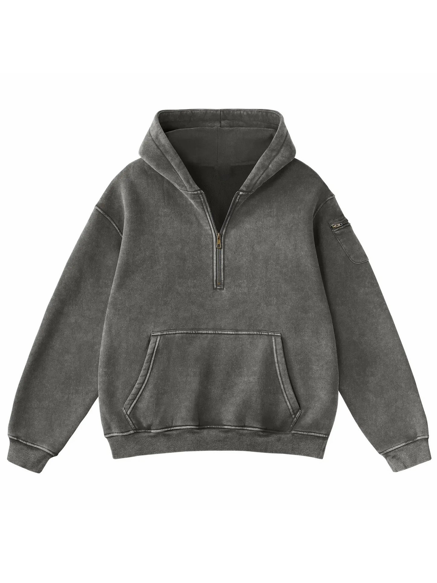 Vintage Half‑Zip Pocket Hoodie
