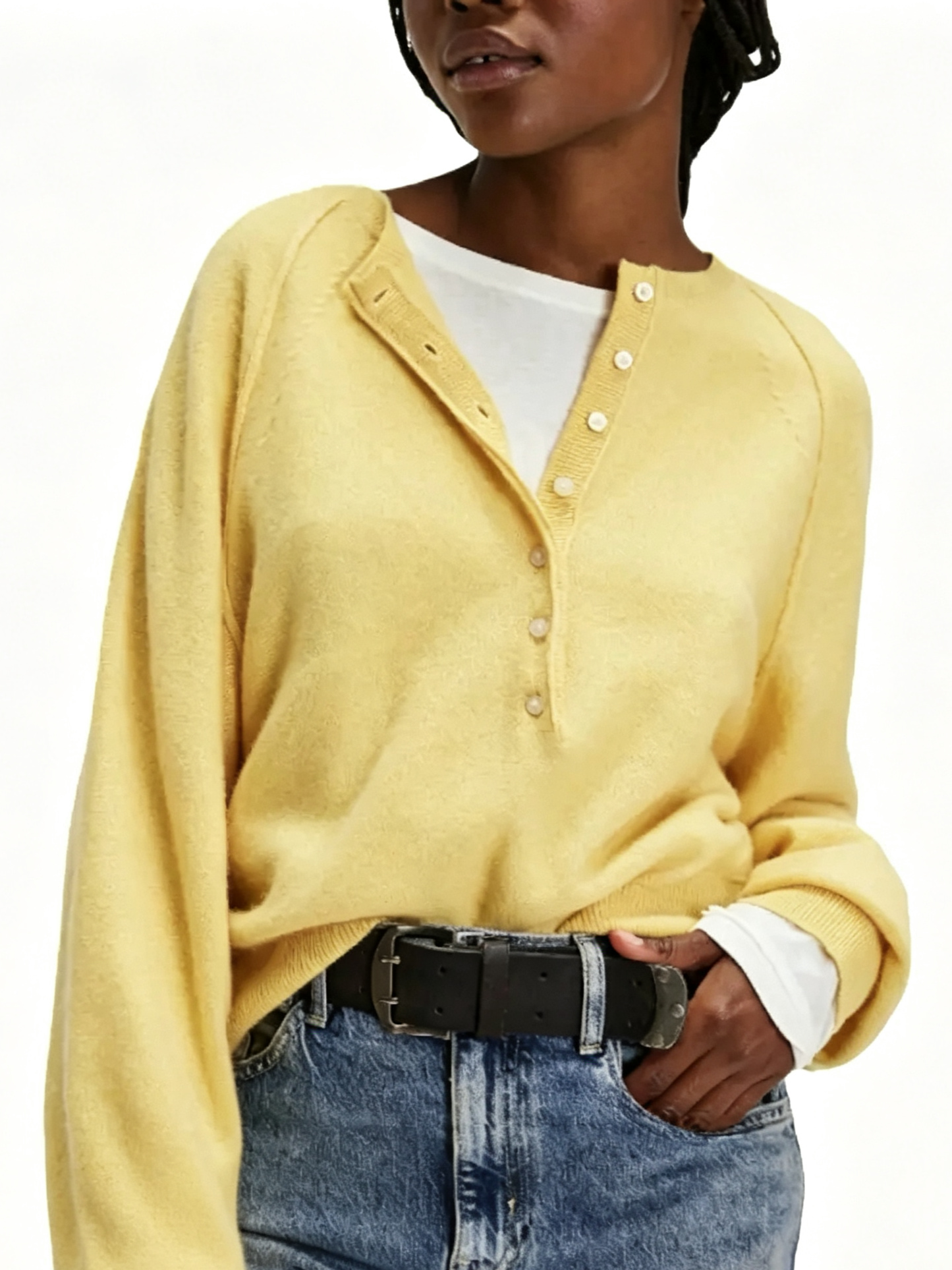 Women's Casual Half Button Cropped Sweater