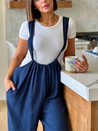 Soft Loose Solid Color Wide Leg Jumpsuit