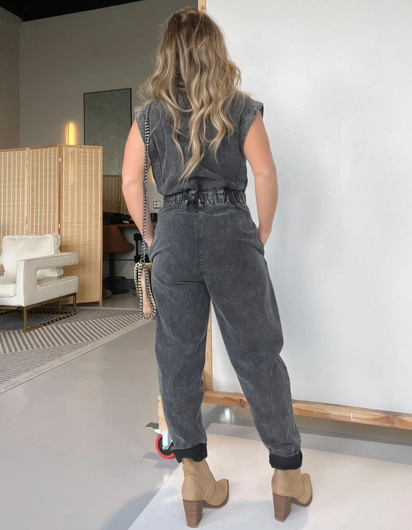 Lightweight Jumpsuit with Cinched Waist and Pockets