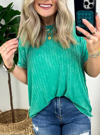 Women's Slouchy Ribbed Mineral Wash Tee