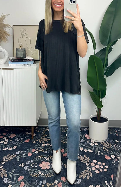 Women's Slouchy Ribbed Mineral Wash Tee