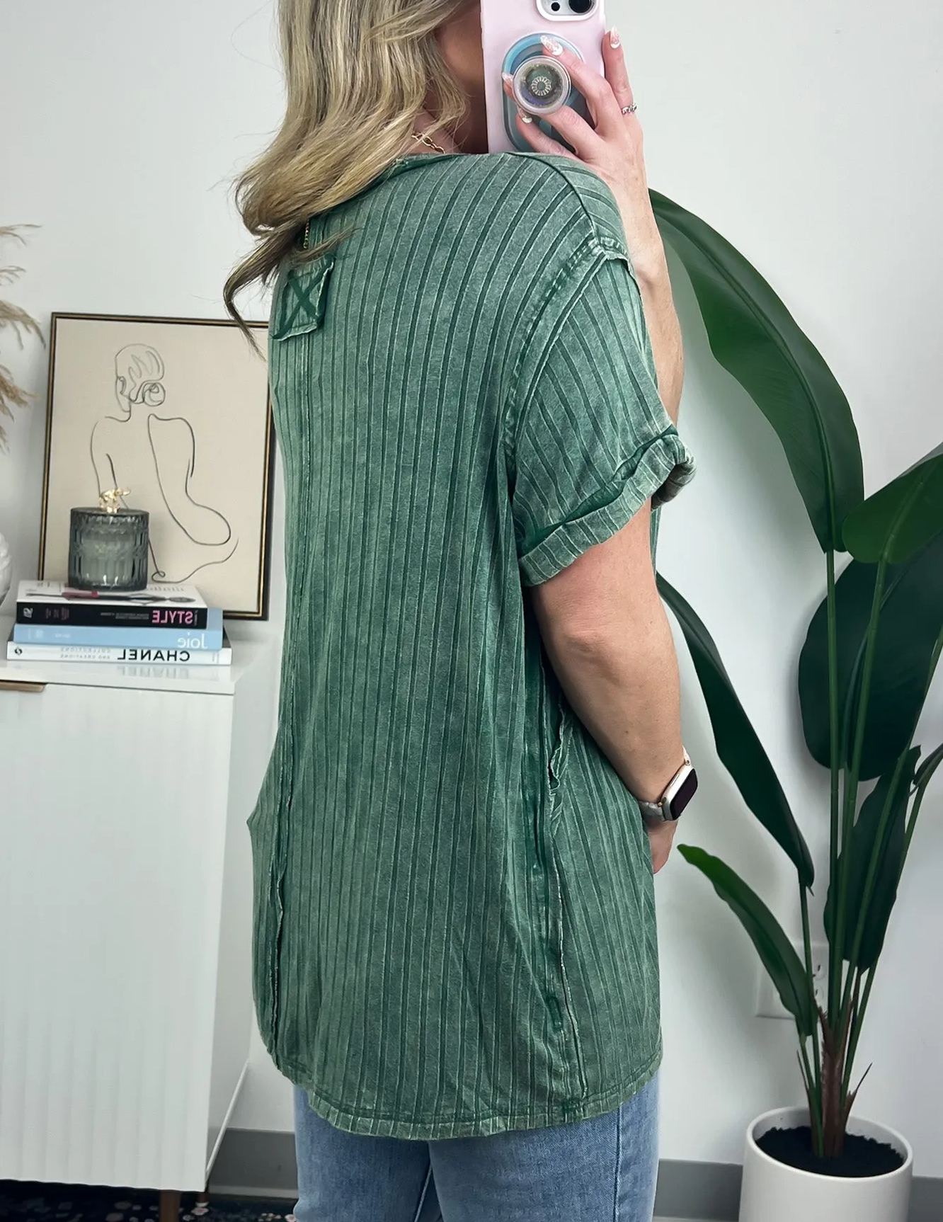 Women's Slouchy Ribbed Mineral Wash Tee