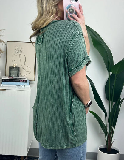 Women's Slouchy Ribbed Mineral Wash Tee