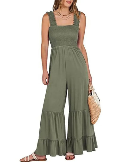 Women's Sleeveless High Waist Wide Leg Jumpsuit with Pockets