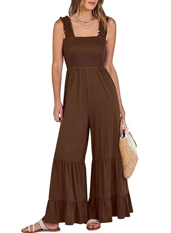 Women's Sleeveless High Waist Wide Leg Jumpsuit with Pockets