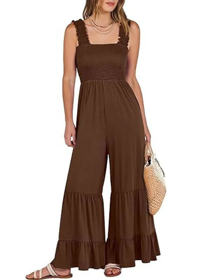 Women's Sleeveless High Waist Wide Leg Jumpsuit with Pockets