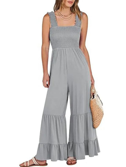 Women's Sleeveless High Waist Wide Leg Jumpsuit with Pockets
