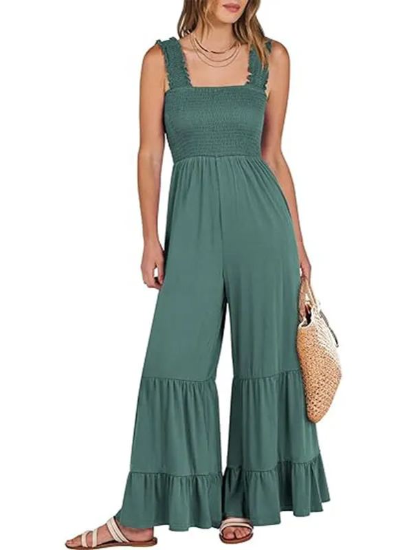 Women's Sleeveless High Waist Wide Leg Jumpsuit with Pockets