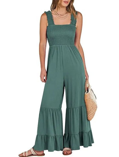 Women's Sleeveless High Waist Wide Leg Jumpsuit with Pockets