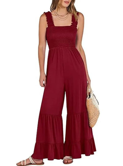 Women's Sleeveless High Waist Wide Leg Jumpsuit with Pockets