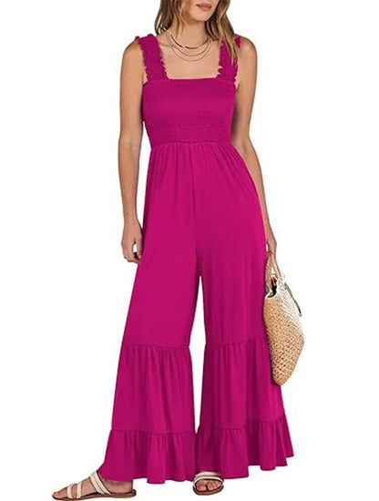 Women's Sleeveless High Waist Wide Leg Jumpsuit with Pockets