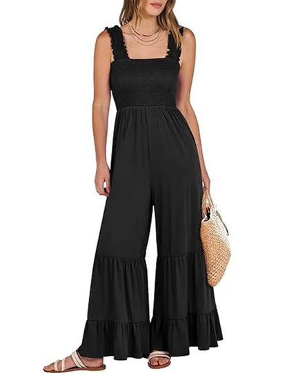 Women's Sleeveless High Waist Wide Leg Jumpsuit with Pockets