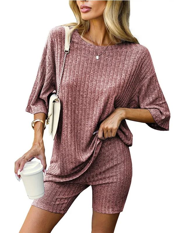 Women's Ribbed Summer Two Piece Lounge Set