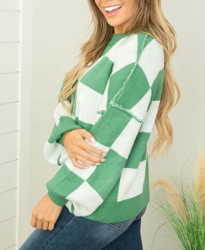 Women's Oversized Checkered Sweater