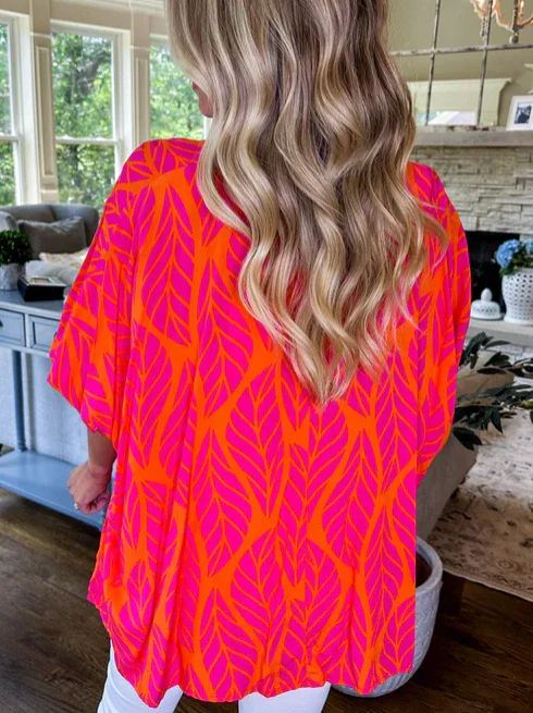 Women's Oversized Printed Flowy Blouse