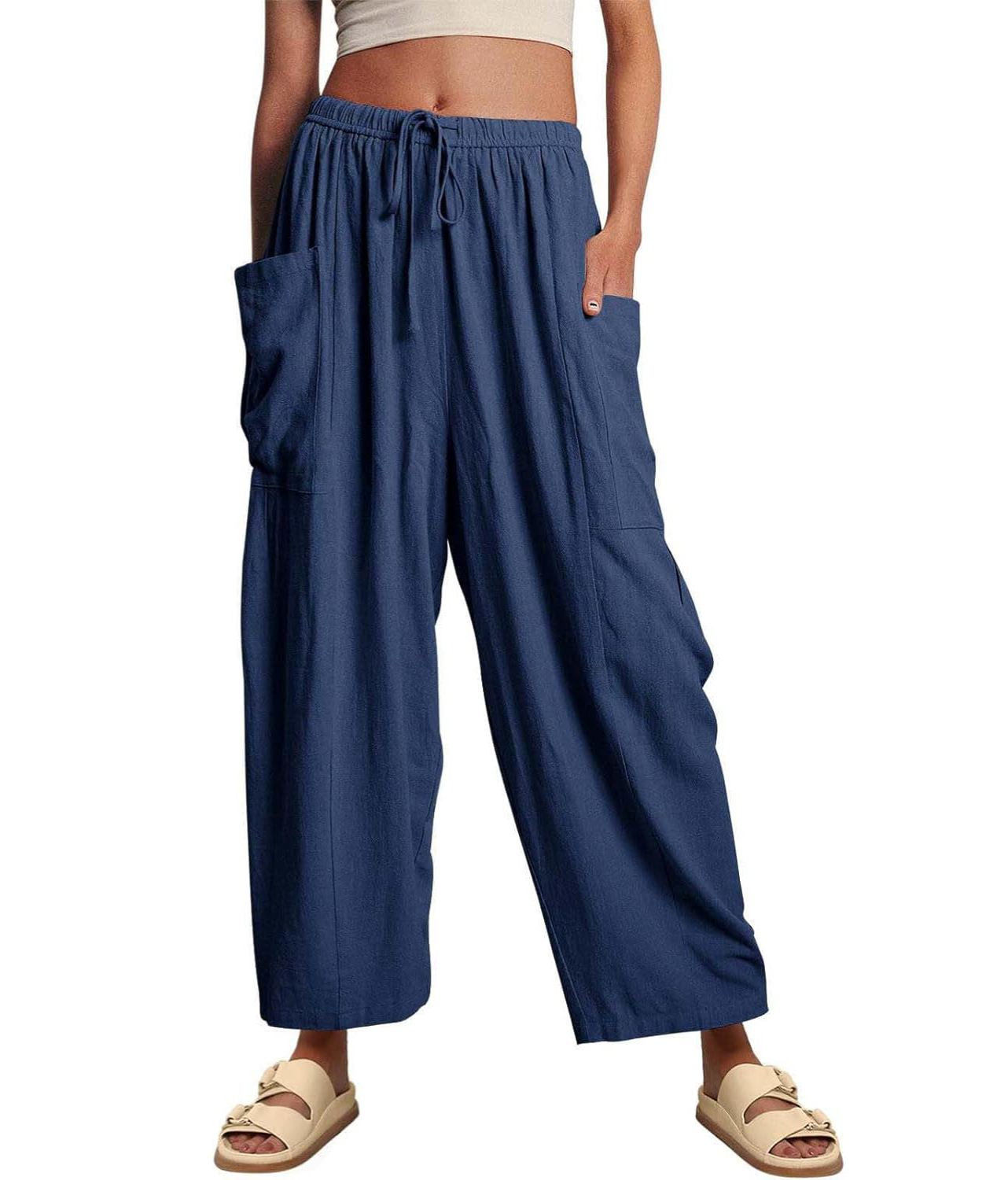 Women¡®s Casual Linen Blend Palazzo Pants