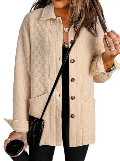Women's  Casual Button Down Long Sleeve Quilted Jackets