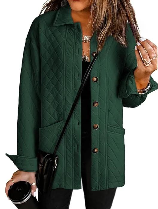 Women's  Casual Button Down Long Sleeve Quilted Jackets