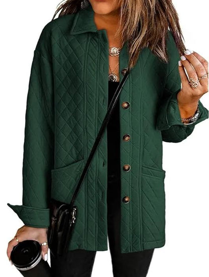 Women's  Casual Button Down Long Sleeve Quilted Jackets