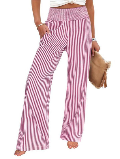 Women's High Waisted Striped Palazzo Pants