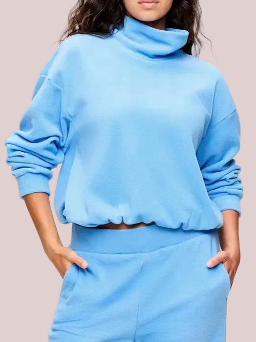 Women's Buttery Fleece Mock Neck Cropped Sweatshirt