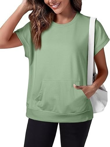 Women's Minimalist Solid Kangaroo Pocket Top