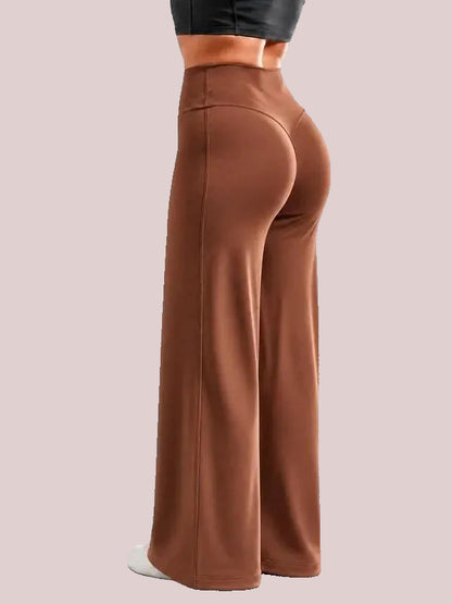 Women's thermal wide leg pants in brown
