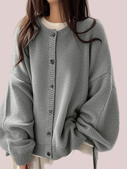 Women's Side Slit Relaxed Fit Knit Cardigan